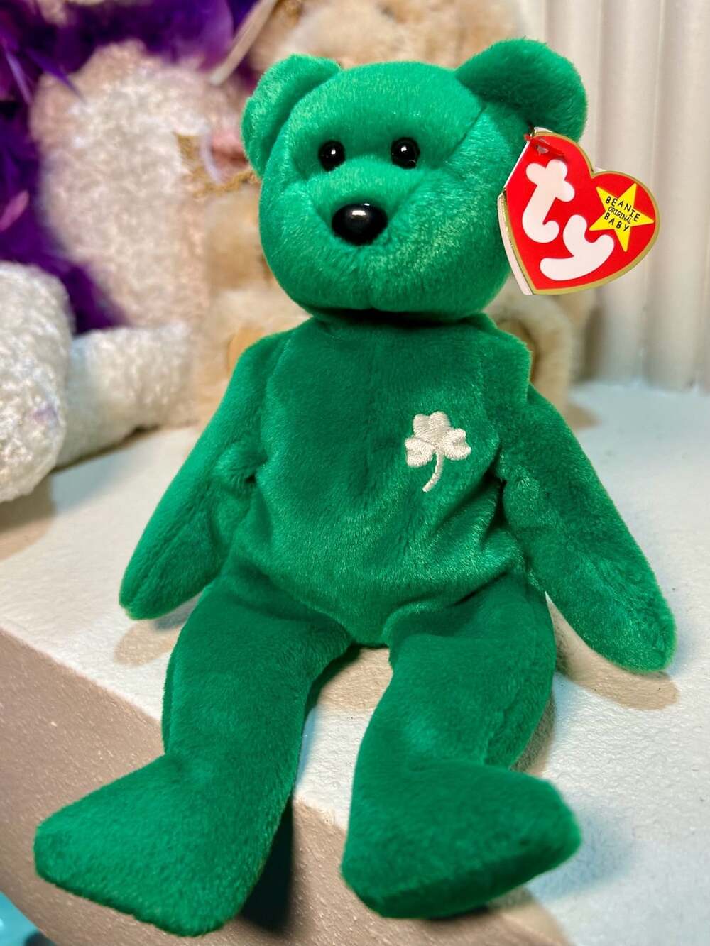 Ty Beanie Baby Erin The Bear Shamrock Plush Stuffed Animal Vintage 1997